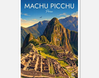 Machu Picchu Peru Travel Poster | Andes Mountain Wall Art (Digital Download)