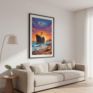 Print van een Grieks schip bij zonsondergang op Kish Island | Kunst van de Perzische Golfkust (digitale download) afbeelding 4