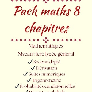 Maths Revision Sheets for 1st Year Specialization – Complete Course PDF – Derivatives, Sequences, Trigonometry, Probability – Baccalaureate