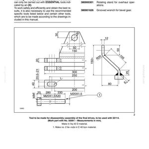 May include: A technical manual page titled Section 27 Rear Axle Mechanical Transmission Chapter 1. It displays a black and white engineering diagram of a metal component with various measurements in millimeters, including 300, 250, 200, and 150.