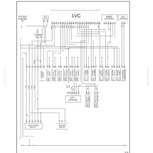 Puede incluir: Un diagrama detallado de un sistema el&eacute;ctrico, etiquetado como "SECTION 55 - ELECTRICAL SYSTEM" y "LVC." El diagrama incluye varios componentes, l&iacute;neas y etiquetas de texto como "PILOT LINE," "RIGHT JOYSTICK" y "LEFT JOYSTICK."