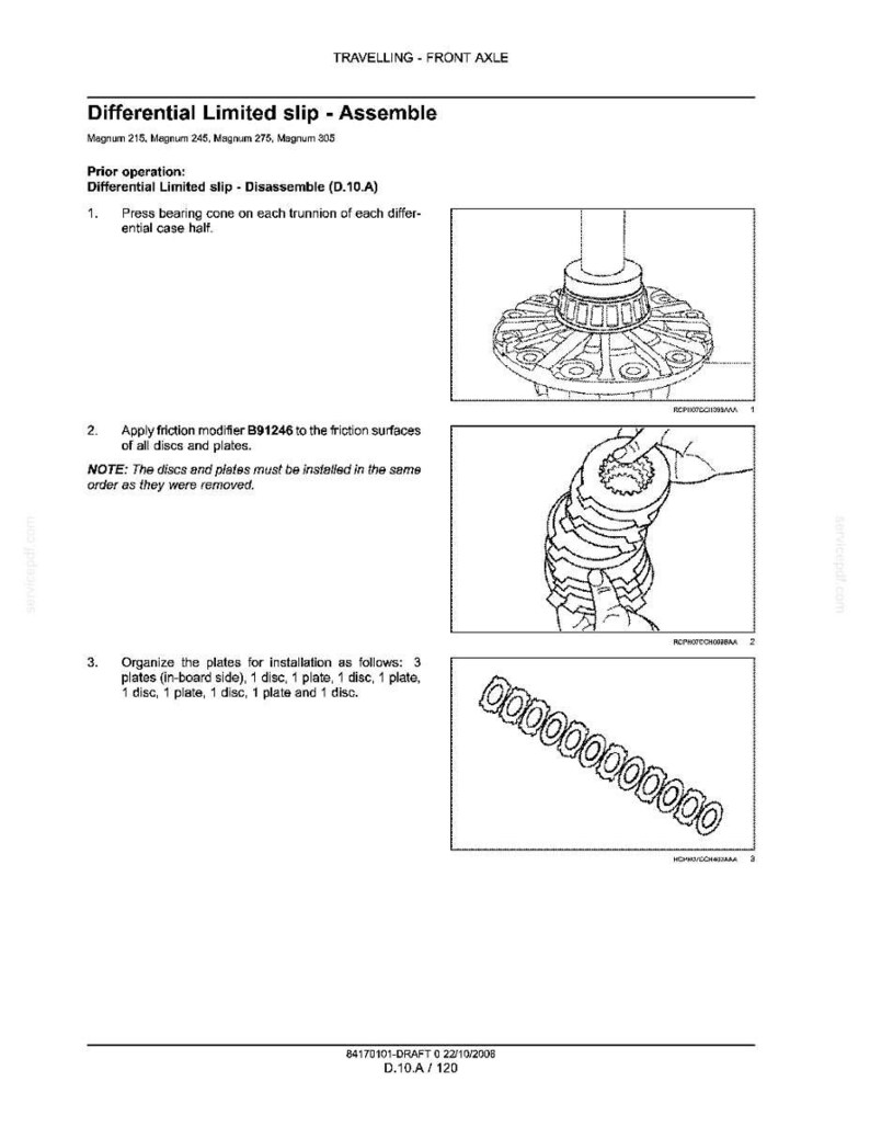May include: Technical diagram titled "Differential Limited slip - Assemble" with illustrations of automotive parts. Includes text instructions and diagrams for assembly, with measurements in inches.