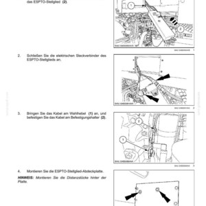 May include: A technical manual page titled Stellglied/Steuerger&auml;t f&uuml;r elektronisch geschaltete Zapfwelle - Montieren, featuring four black and white line drawings illustrating the installation steps for an electronic power take-off control unit.