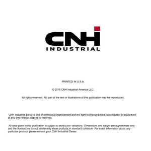 May include: White document with the black and red CNH Industrial logo. The text includes the company address, "SERVICE - Technical Publications & Tools," and copyright information. The document is printed in the U.S.A.