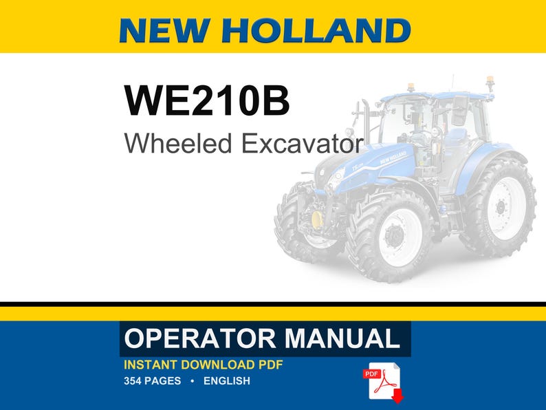 Manual de operación y mantenimiento de la excavadora de ruedas New Holland WE210B / Descarga instantánea en PDF imagen 1