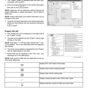 May include: A technical document detailing an electrical system's computer support tools, with a focus on the 'Project' screen. Includes screenshots of software interfaces and explanations of data display and functions. The document is in black and white.