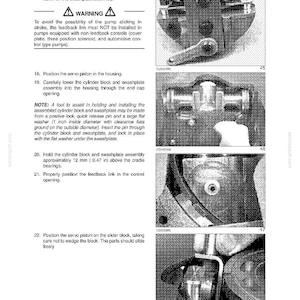 May include: A page from a manual titled "SECTION 35 - HYDRAULIC SYSTEM - CHAPTER 4". The page contains text, diagrams, and instructions for hydraulic system components. Includes warnings and diagrams of mechanical parts.