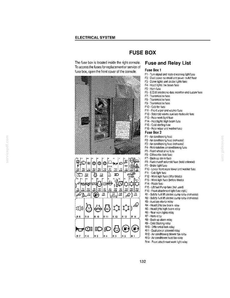 May include: Diagram of a car's electrical system, detailing the fuse box and relay list. The image includes a diagram of the fuse box, a list of fuses, and their functions. Text includes "Electrical System" and "Fuse Box".