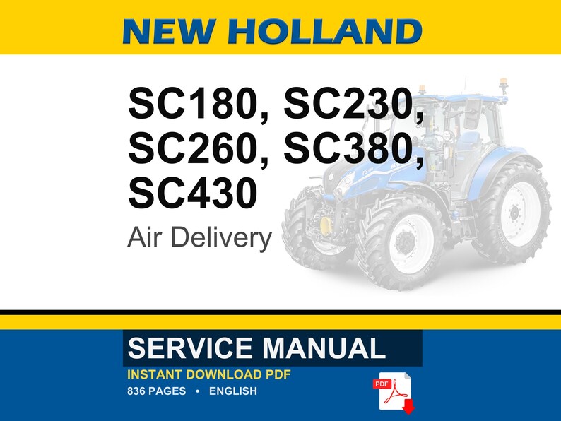 New Holland SC180, SC230, SC260, SC380, SC430 Lufttillförsel Service Reparation Verkstadsmanual | Direkt PDF-nedladdning bild 1