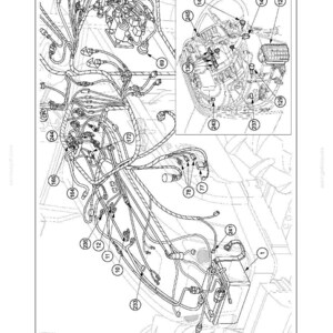 May include: A technical line drawing from a manual titled SECTION 55 - ELECTRICAL SYSTEM - CHAPTER 6 CONNECTOR LOCATION POINTS (MODELS WITH 3-CYLINDER ENGINE). The diagram displays complex wiring harnesses with numbered circular reference markers.
