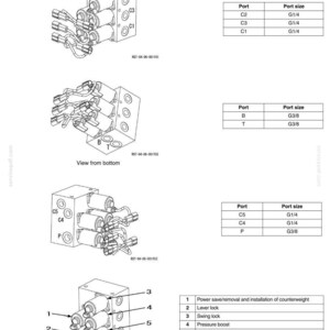 May include: Diagram of a 5-stack solenoid valve with multiple ports and sizes, including G1/4 and G3/8. The image includes labels for various components and a table detailing port sizes.