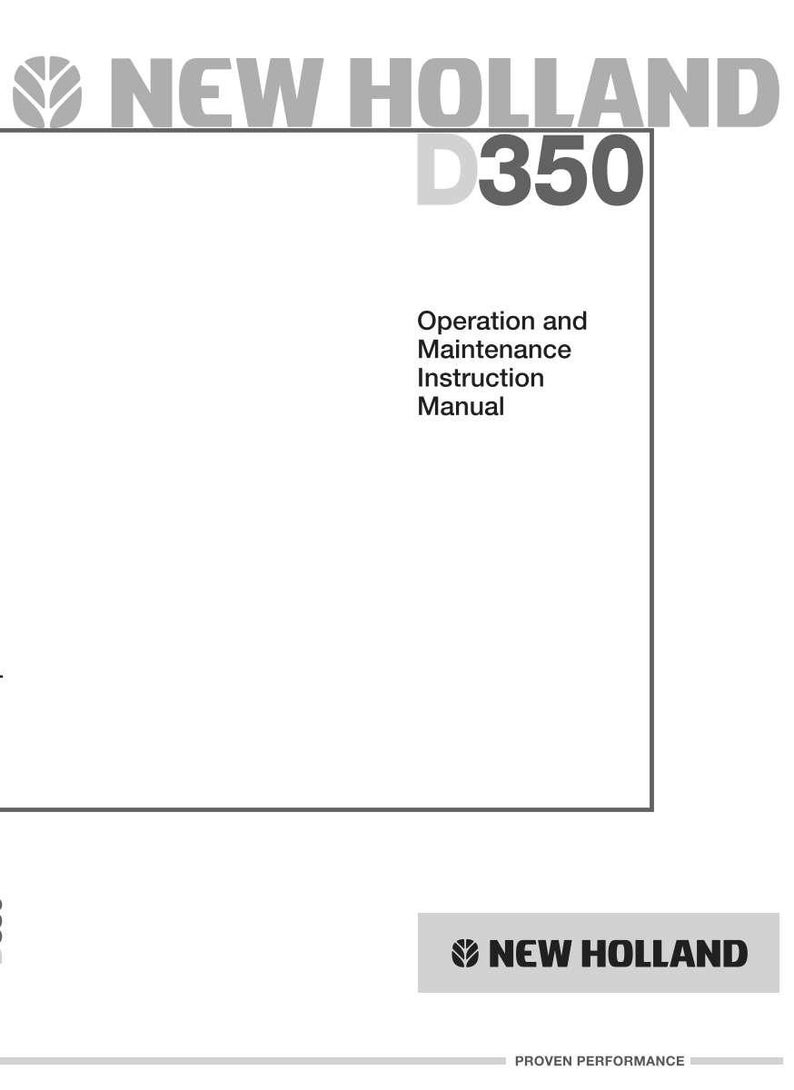 May include: A white manual cover featuring the New Holland logo and the text New Holland D350 Operation and Maintenance Instruction Manual. The bottom right corner displays a grey box with the New Holland logo and the text PROVEN PERFORMANCE.