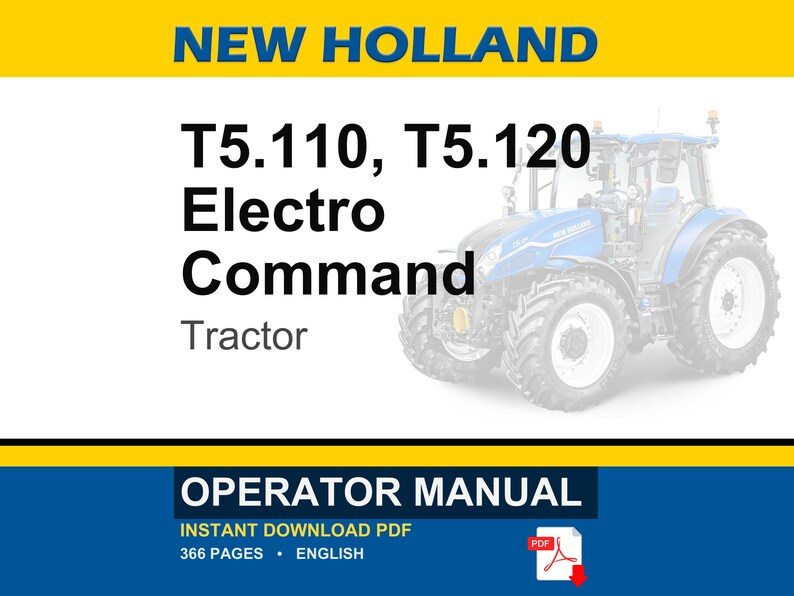 New Holland T5.110, T5.120 Electro Command Tractor Operator Owners Operation Manual | Instant PDF Download image 1