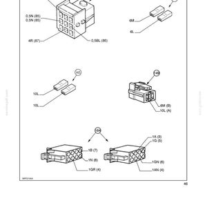 May include: Diagram of electrical system components, including connectors and wiring. The image features various labeled parts, such as 4L, 0.5N, 4R, and 0.5BL, with numbers and arrows indicating connections. The text "SECTION 55 - ELECTRICAL SYSTEM - CHAPTER 6" is at the top.