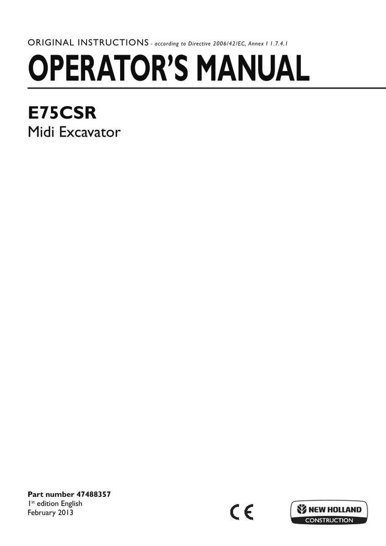 New Holland E75CSR Midi Excavator Operator Owners Operation Manual | Instant PDF Download image 3