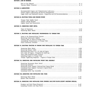 Pode incluir: Uma p&aacute;gina de manual impressa em preto e branco intitulada "GRUPO A - INFORMA&Ccedil;&Otilde;ES GERAIS E DIVIS&Atilde;O DO TRATOR". O &iacute;ndice lista se&ccedil;&otilde;es sobre lubrifica&ccedil;&atilde;o, ferramentas de divis&atilde;o, etc.