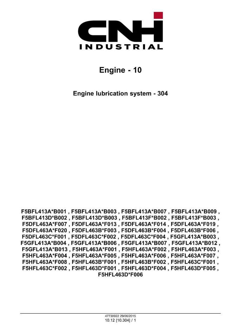 May include: A white background features the black CNH INDUSTRIAL logo, the text "Engine - 10", and "Engine lubrication system - 304". Below, a list of part numbers is displayed.