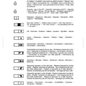 Peut inclure: Page de manuel avec texte et sch&eacute;mas relatifs aux accessoires de tracteur. Comprend des &eacute;tiquettes pour la quantit&eacute;, la s&eacute;quence et les instructions d'utilisation. Le texte est en plusieurs langues.