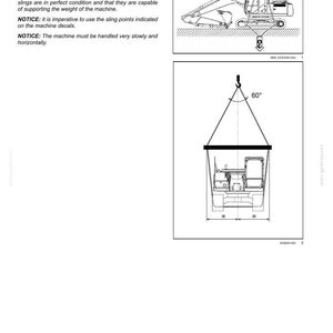 K&ouml;nnte beinhalten: Diagramm zur Veranschaulichung von Transportvorg&auml;ngen f&uuml;r Schwermaschinen. Das Bild zeigt einen Bagger, der mit einer Schlinge in einem Winkel von 30-40 Grad angehoben wird, und eine weitere Maschine, die in einem Winkel von 60 Grad angehoben wird. Text liefert Anweisungen.