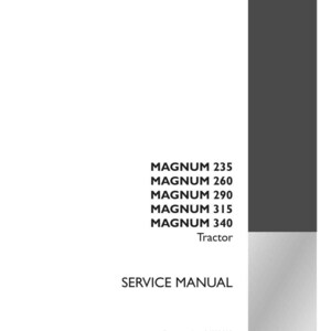 Pu&ograve; includere: Un manuale di servizio bianco per trattori Magnum, con i modelli 235, 260, 290, 315 e 340. La copertina mostra "SERVICE MANUAL" e il logo Case IH Agriculture. Codice articolo 84533022, inglese, luglio 2011.