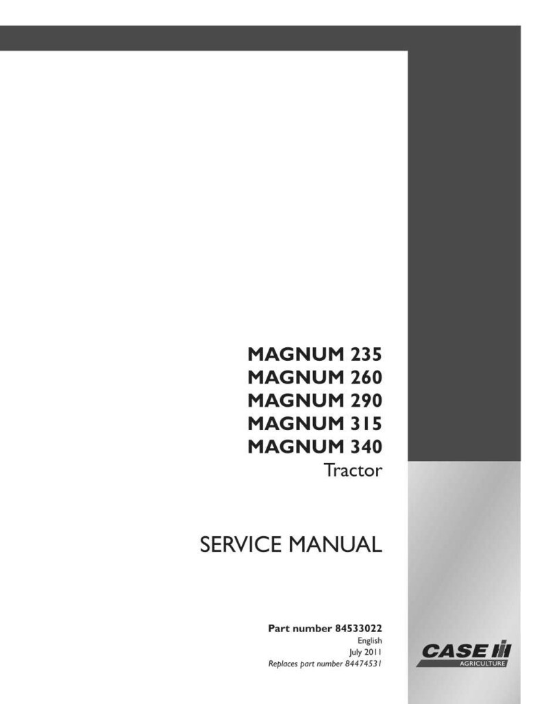 Pu&ograve; includere: Un manuale di servizio bianco per trattori Magnum, con i modelli 235, 260, 290, 315 e 340. La copertina mostra "SERVICE MANUAL" e il logo Case IH Agriculture. Codice articolo 84533022, inglese, luglio 2011.
