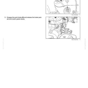 Puede incluir: Una p&aacute;gina de manual t&eacute;cnico en blanco y negro titulada 4 - OPERATING INSTRUCTIONS. Incluye dos dibujos lineales que muestran la llave de encendido de un veh&iacute;culo etiquetada como 8 y una palanca de freno de mano etiquetada como 9, con instrucciones.