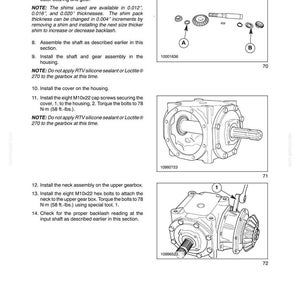 May include: A technical manual page titled SECTION 31 - IMPLEMENT POWER TAKE OFF (PTO) - CHAPTER 3, featuring three black and white diagrams of mechanical gearbox components, shafts, gears, and assembly instructions with numbered steps and text.