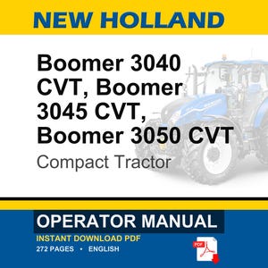 New Holland Boomer 3040 Cvt, 3045 CVT, 3050 CVT Compact Tractor Operator Owners Operation Manual | Instant PDF Download image 1