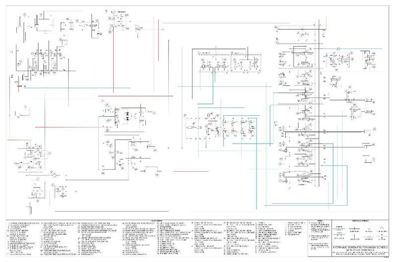 May include: A detailed technical diagram with numerous symbols, lines, and text annotations. The diagram is primarily black and white, with some blue and red lines. The text at the bottom appears to be a legend or key for the diagram.