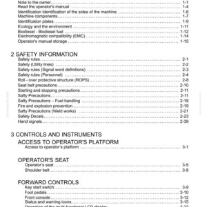 Pode incluir: Uma p&aacute;gina de documento branca intitulada "Conte&uacute;do" com uma lista de t&oacute;picos. O documento &eacute; dividido em se&ccedil;&otilde;es como "Informa&ccedil;&otilde;es Gerais", "Informa&ccedil;&otilde;es de Seguran&ccedil;a" e "Controles e Instrumentos". O texto inclui n&uacute;meros de p&aacute;gina.