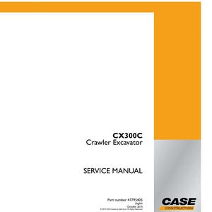 May include: A white service manual for a CX300C Crawler Excavator. The cover features the text "CX300C Crawler Excavator SERVICE MANUAL" in black. The Case Construction logo is in the bottom right corner, with an orange and white design.