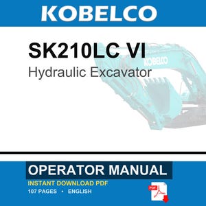 Kobelco SK210LC VI Hydraulic Excavator Operator Owners Operation Manual | Instant PDF Download image 1