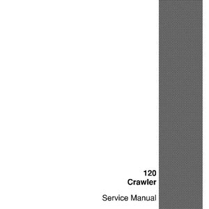 Puede incluir: Un manual de servicio blanco con el texto "120 Crawler Service Manual". El manual tiene un borde gris con dise&ntilde;o en el lado derecho y el logotipo de Case en la parte inferior derecha.