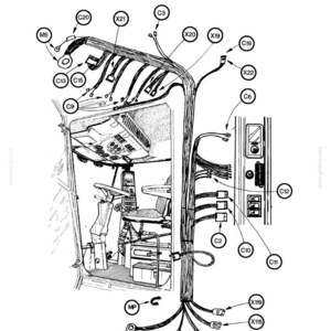 May include: Diagram of an electrical system, likely for a vehicle, with numerous wires, connectors, and labeled components. The image includes text such as "SECTION 55 - ELECTRICAL SYSTEMS - CHAPTER 1" and various component identifiers like "C20", "X21", and "M5".