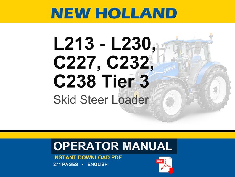 Manuale d'uso e manutenzione per minipale New Holland L213, L215, L218, L220, L223, L225, L230, C227, C232, C238 Tier 3 / Download PDF immagine 1