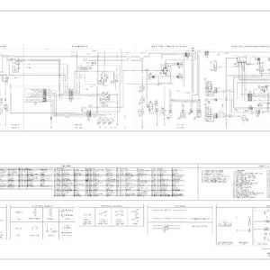 May include: A detailed black and white schematic diagram, likely for an electrical or mechanical system. The diagram features numerous lines, symbols, and text labels, providing technical information. The layout includes multiple sections with detailed components and connections.