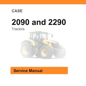 May include: A yellow and black tractor is featured on a white background. The text "2090 and 2290 Tractors" is above the tractor image. Below the image is an orange rectangle with the words "Service Manual".