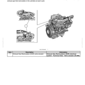 May include: Diagram of an Exhaust Gas Recirculation (EGR) valve actuator, a component of an electrical system. The image includes detailed illustrations of the valve and its location within the engine system, with labels and technical data.