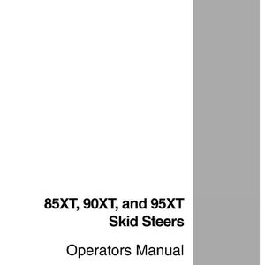 May include: A white manual with gray accents, featuring the text "85XT, 90XT, and 95XT Skid Steers Operators Manual." The CASE logo is visible in the lower right corner. The manual also includes the CE mark and the text "Bur 6-3163EUR."