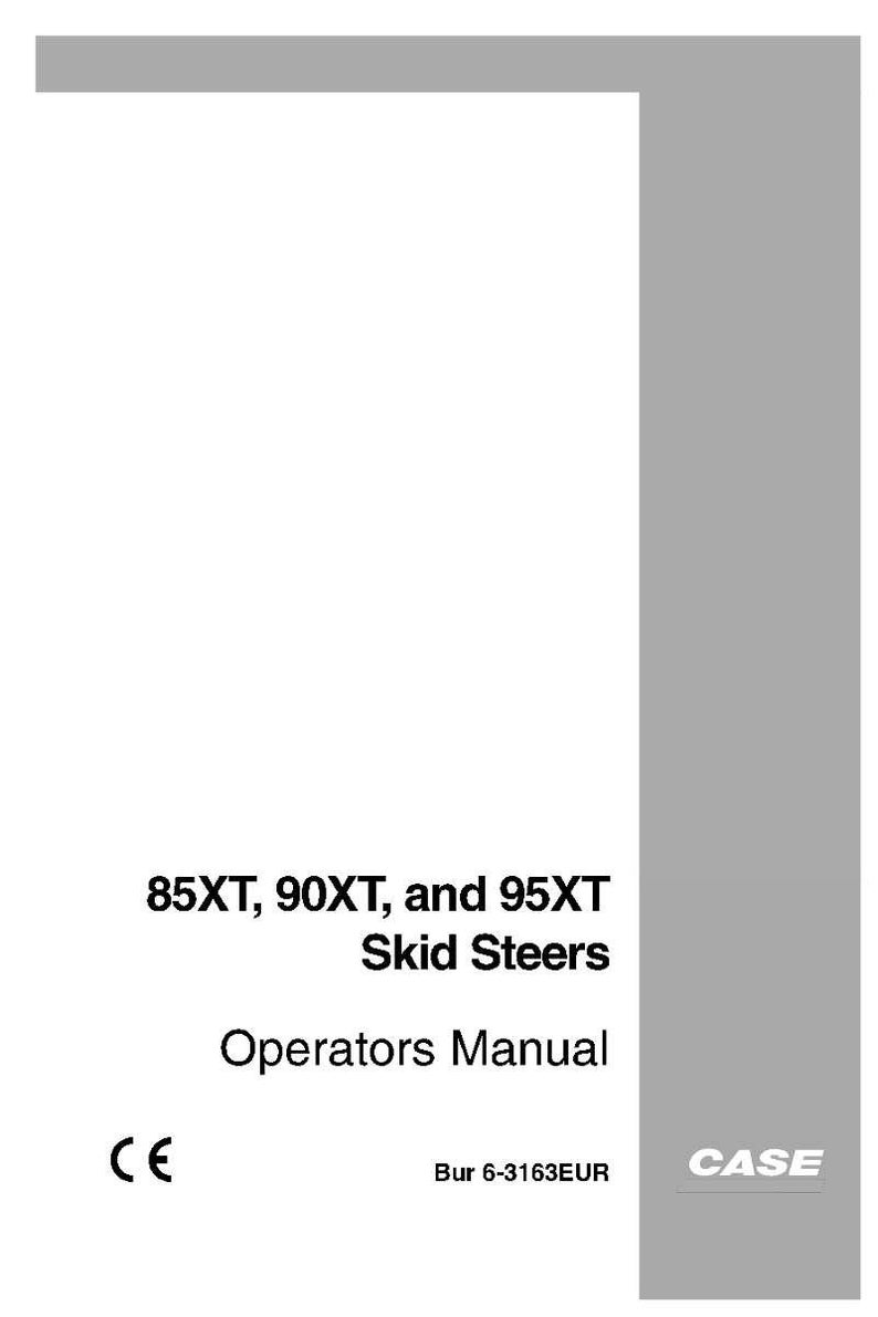 May include: A white manual with gray accents, featuring the text "85XT, 90XT, and 95XT Skid Steers Operators Manual." The CASE logo is visible in the lower right corner. The manual also includes the CE mark and the text "Bur 6-3163EUR."