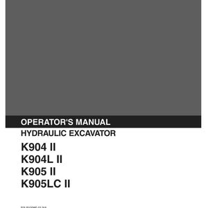 May include: A Kobelco operator's manual for hydraulic excavator models K904 II, K904L II, K905 II, and K905LC II. The document is dated 03-1989, includes reference number S2LP1008E-01 NA, and lists applicable serial number prefixes for each model.