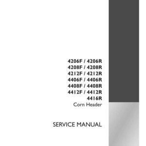 May include: A white service manual with the text "SERVICE MANUAL" and "Corn Header." The manual includes part numbers and a Case IH Agriculture logo. The cover has a dark gray top.