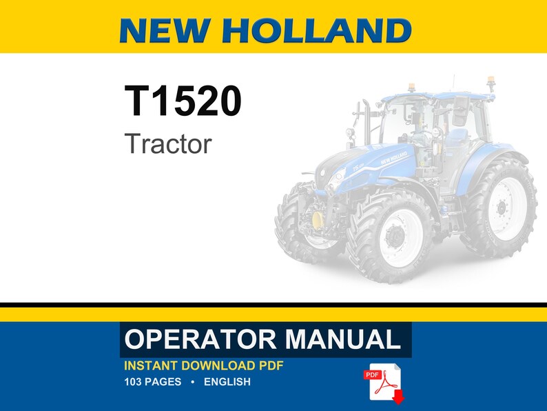 New Holland T1520 Tractor Operator Owners Operation Manual | Instant PDF Download image 1