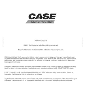 Puede incluir: Documento blanco con las palabras "CASE CONSTRUCTION" en negrita negra. El documento tambi&eacute;n incluye el texto "SERVICE - Technical Publications & Tools" e informaci&oacute;n de copyright.