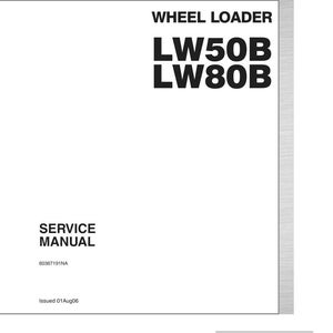 May include: A white service manual for New Holland wheel loaders LW50B and LW80B. The manual includes the New Holland logo and the text "SERVICE MANUAL". The date of issue is August 1, 2006.
