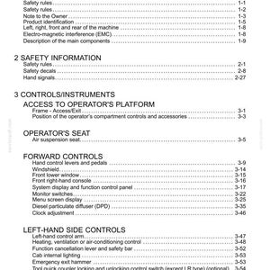 May include: A white document page titled "Contents" with a list of topics including "General Information", "Safety Information", and "Controls/Instruments". The document is a manual with page numbers.