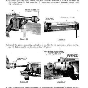 May include: Black and white technical diagrams with text instructions for mechanical assembly. The diagrams show various parts, including a piston plate, Marsden nut, snap ring, and cylinder port tube. Text includes "Tighten Marsden Nut to 175 foot pounds."