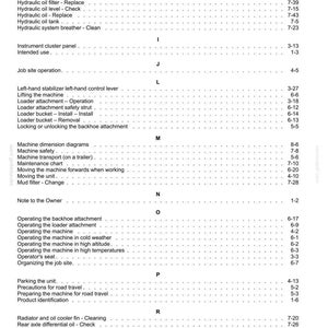 May include: A detailed page from a manual, featuring a table of contents with various operational and maintenance topics. The text is black on a white background, with headings and page numbers.