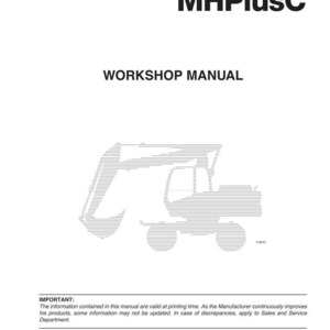 May include: White workshop manual titled "EXCAVATOR MH4.6 MHPlusC". The cover features a line drawing of an excavator. Text includes "WORKSHOP MANUAL" and "NEW HOLLAND KOBELCO CONSTRUCTION MACHINERY S.p.A."