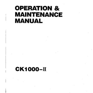 Peut inclure: Un manuel d'utilisation et d'entretien avec du texte noir sur fond blanc. La couverture indique OPERATION & MAINTENANCE MANUAL, CK1000-II, APPLICABLE: GH02-01001~, BOOK CODE: S2GH10001ZE01, et (c) Printed in Japan 2002.09.